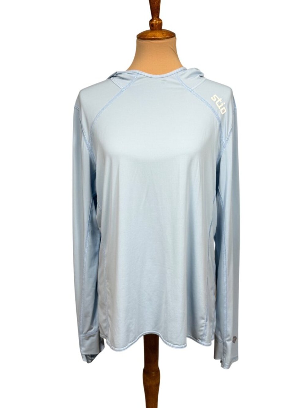 Stio Womens HylasLight Blue Long Sleeve Hooded Pullover UPF Sun Protection Outdo